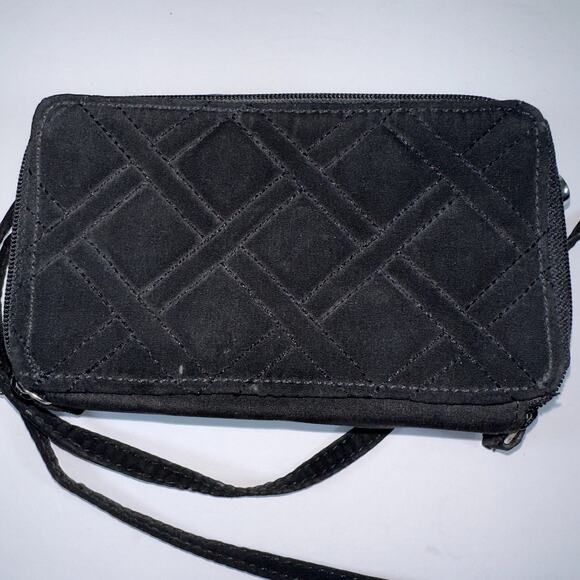 Vera Bradley Bag Small Black Diamond Seams Wallet Bag Purse 7 x 4 x 3 inches - Picture 3 of 9